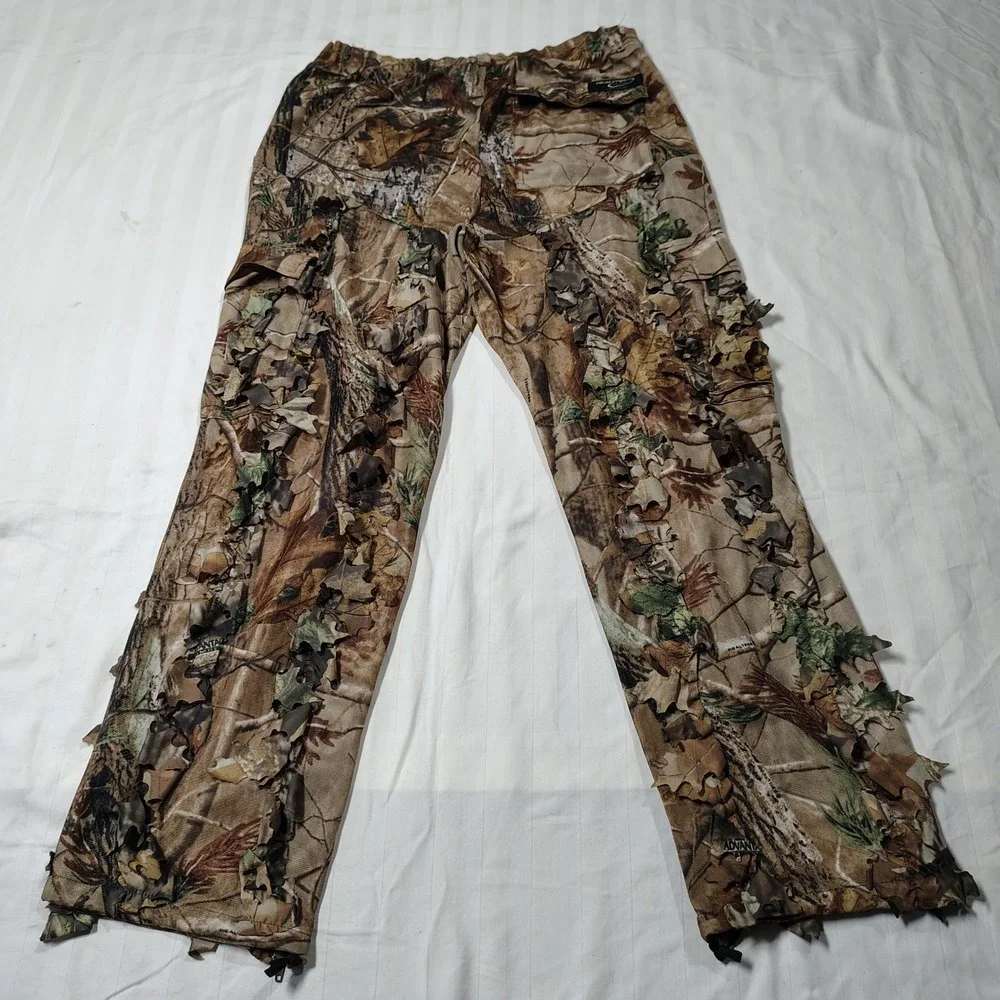 Realtree Pro-Series Ghillie Pants Mens Medium Camo Brown Leafy 3D Hunting AP221